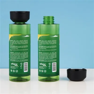 250 ml šampooni geeliga pudel, millel on ketta pealmine kork